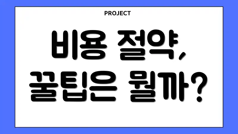 비용 절약, 꿀팁은 뭘까?